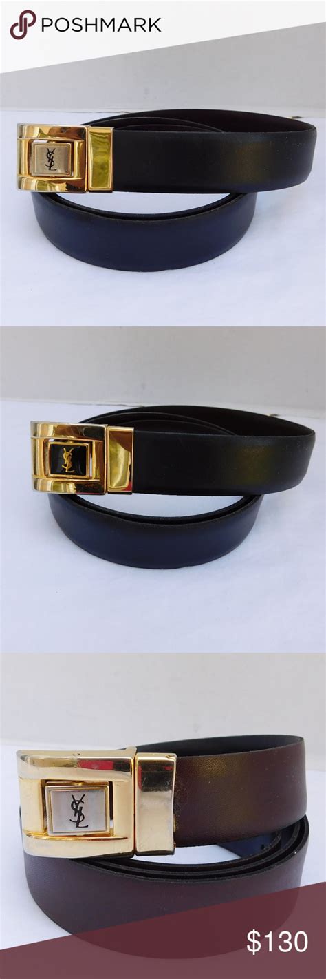 Yves Saint Laurent YSL Vintage Slim Logo Buckle Reversible